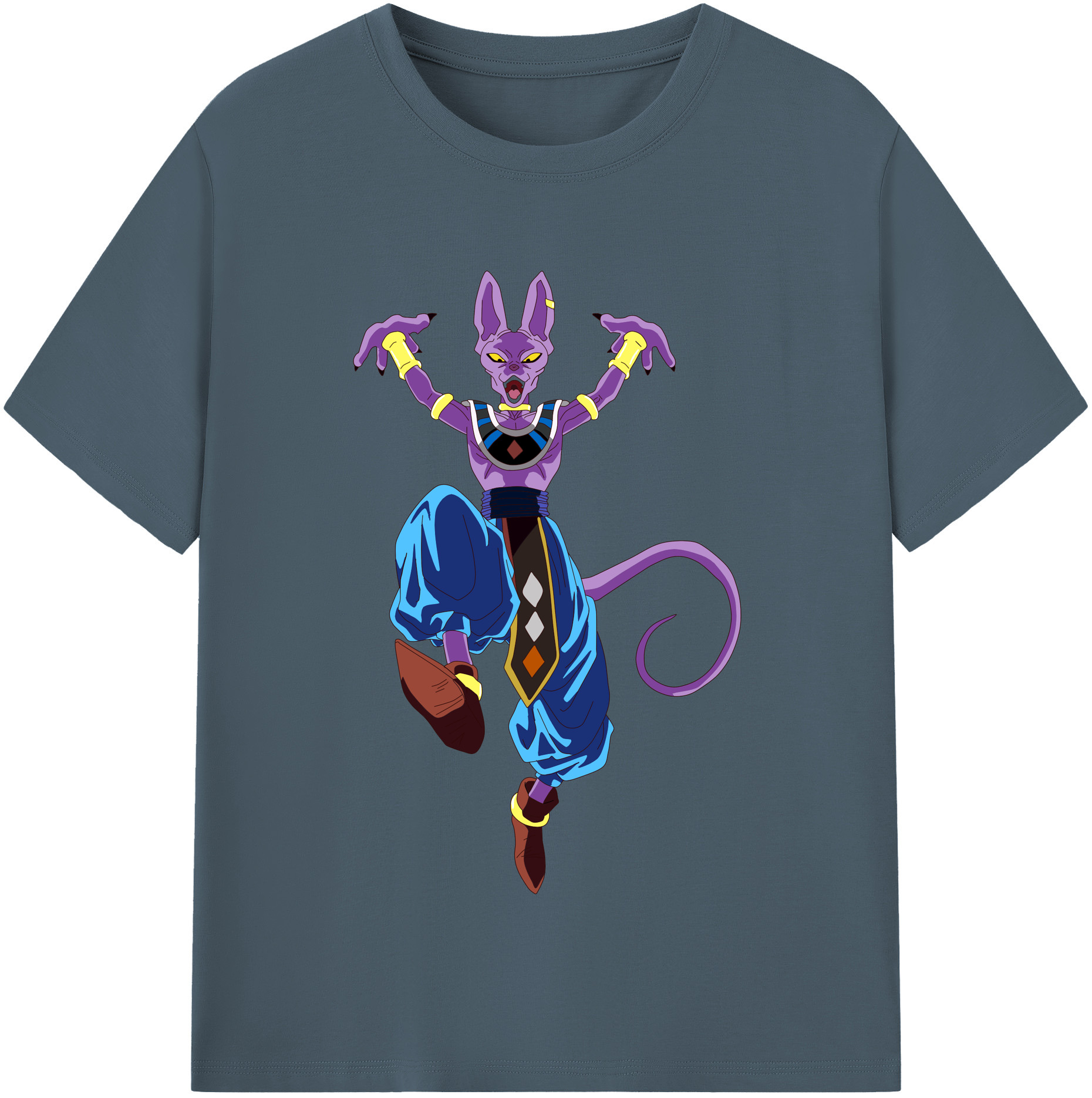 （画像用） ドラゴンボール ビルス 破壊神ビルス DRAGON BALL Beerus Birusu 綿100％半袖Tシャツ（フロントプリント）